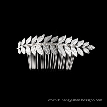 Factory wholesale Fancy pearl Jewelry Fine Ladies Metal Women Wedding Accessories Bridal Silver alloy leaf hair clip comb